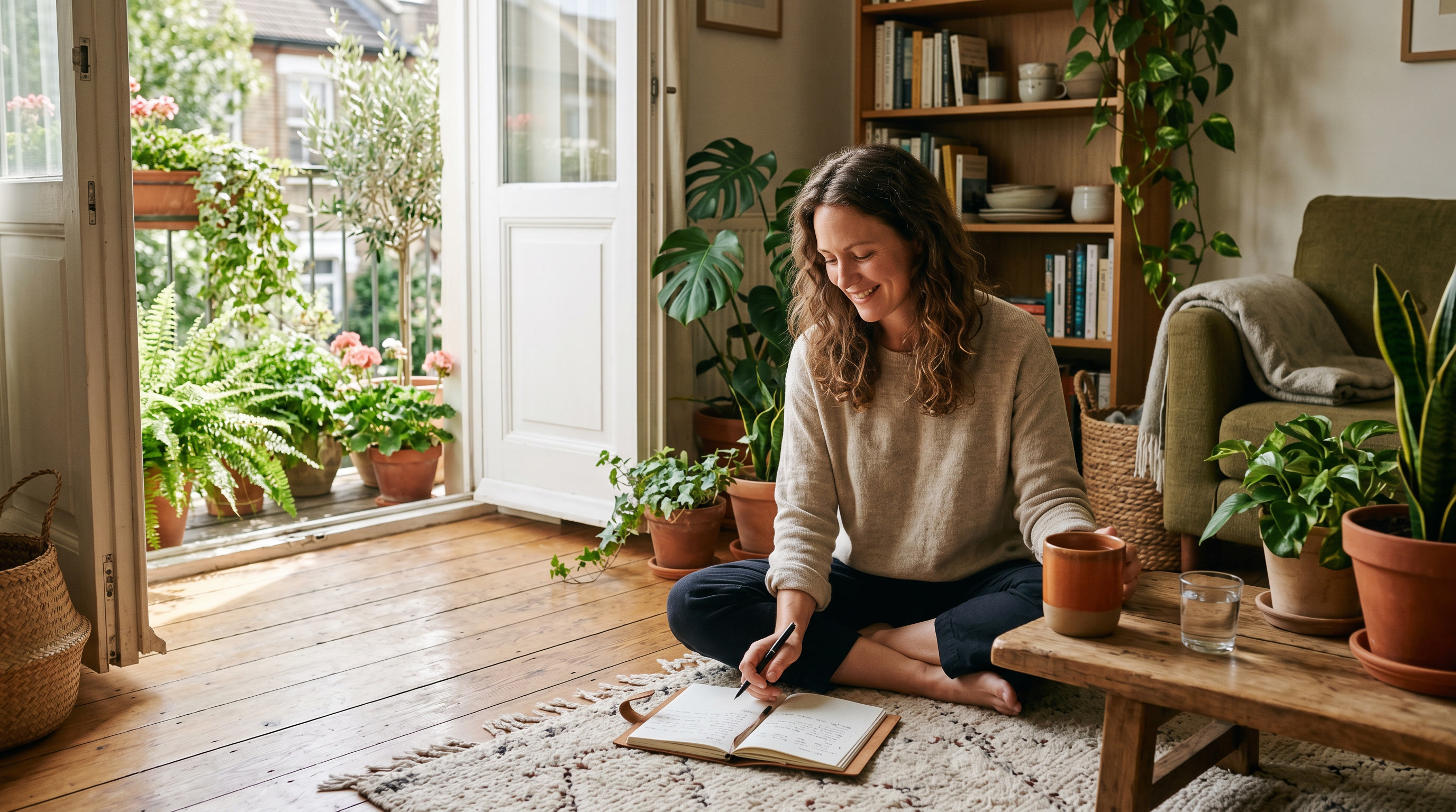 Soft natural light in a calm interior — space to breathe and notice.